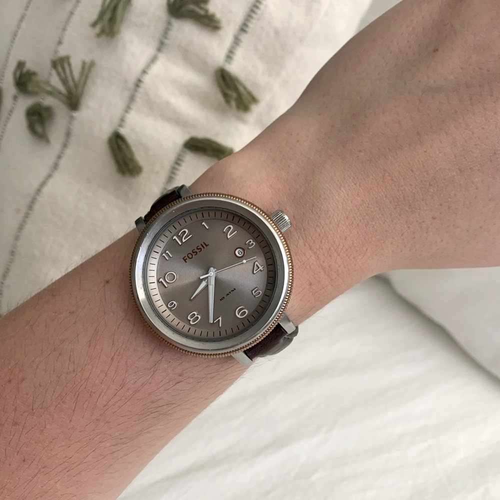 Fossil Watch with Brown Leather Band